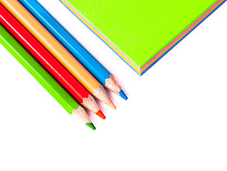 Close up of pencils close colorful paper