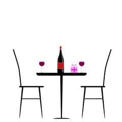 chair and table with wine vector illustration