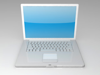 professional Laptop on gray background with reflection