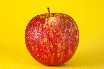 Red apple isolated on yellow
