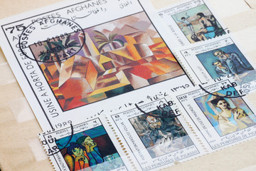 set of post stamps with paintings by Picasso