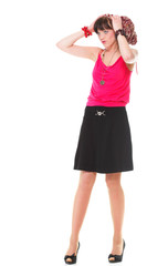 Full length woman in a turban isolated