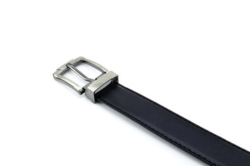 Belt with a rectangular buckle isolated on white background