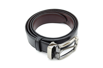 Men black belt isolated on white background