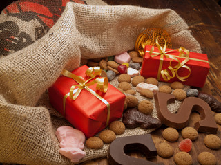 Saint Nicholas bag with gifts and candy