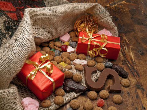 Saint Nicholas bag with gifts and candy