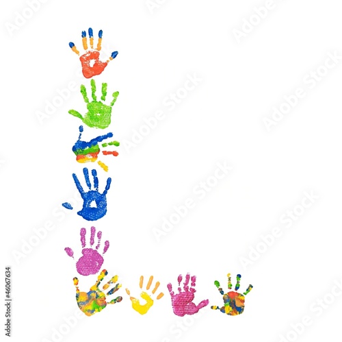 "Buchstabe L aus bunten Kinderhänden (Foto-Collage ... "Buchstabe L aus bunten Kinderhänden (Foto-Collage ...