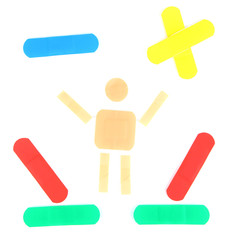 Colorful medical patches isolated on white