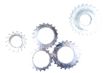 Metal cogwheels isolated on white