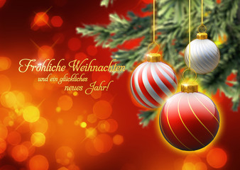 Weihnachten, Hintergrund, Christbaumkugeln, Postkarte