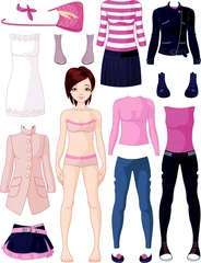 Fototapete Rund Paper doll with clothing © Anna Velichkovsky