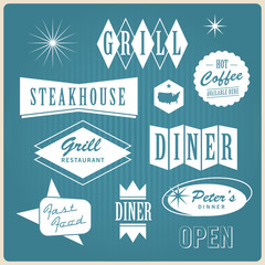 Vintage restaurant logo, badges and labels