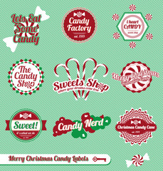 Vector Set: Vintage Christmas Candy Labels and Icons