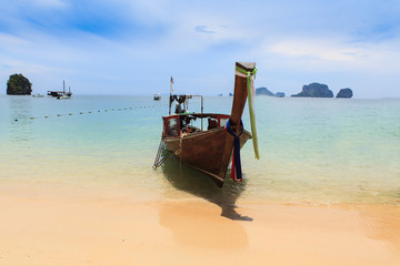 Longtail boats, Tropical beach, Tub Island, Andaman Sea, Thailan