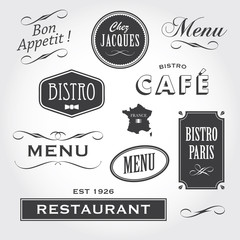vintage ornaments and signs french restaurant - 46072459