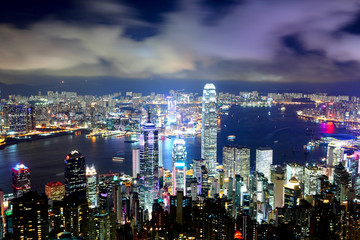 Fototapeta premium Hong Kong downtown at night