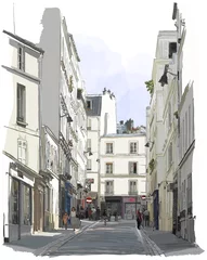 Fototapeten Straße in der Nähe von Montmartre in Paris © Isaxar