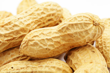 Peanuts on white background
