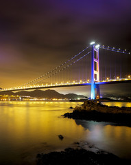 night scene of Tsing Ma bridge