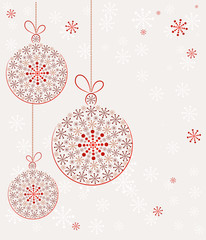 Christmas toys made with snow. Vector Background