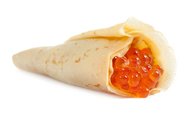 pancakes with red caviar