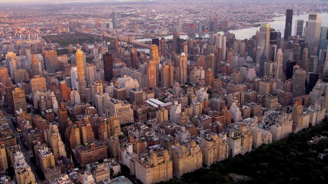 Aerial view Central Park, Upper East Side Manhattan,  New York