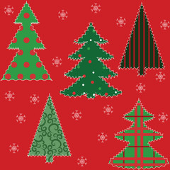 Christmas tree patchwork fabric