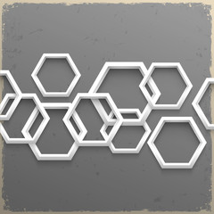 3d geometric hexagons on grunge background