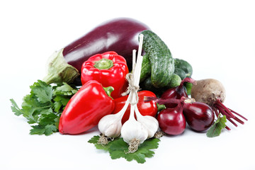 Healthy food. Fresh vegetables on a white background.