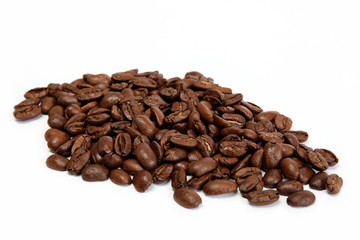 Coffee beans on white background.