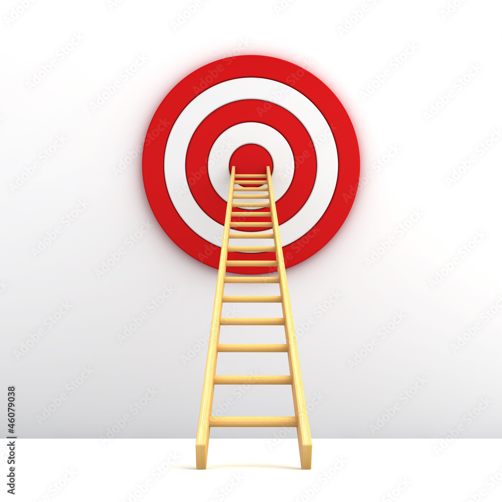 Poster ladder to the middle of the red target on white background
