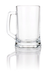 Empty beer mug isolated on white background