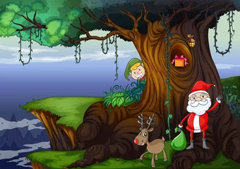 Photo sur Plexiglas Animaux de la forêt le père noël et un renne