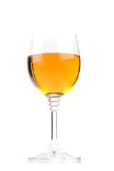 Glass with white wine isolated on white background