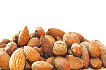 Pile of almonds closeup as a background