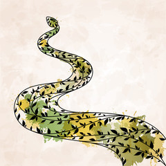 Decorative floral green snake