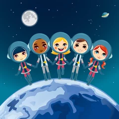 Stickers pour porte Cosmos Enfants Astronaute Rêve