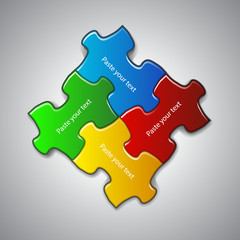 Vector illustration made from four colorful puzzle pieces