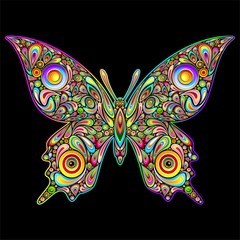 Butterfly Psychedelic Art Design-Farfalla Stile Psichedelico-
