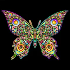 Peel and stick wall murals Draw Butterfly Psychedelic Art Design-Farfalla Stile Psichedelico-