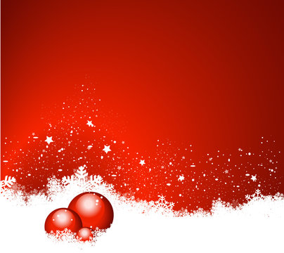 weihnachtlicher roter Hintergrund mit Kristbaumkugeln