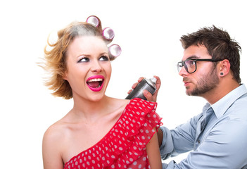 Professional male hairdresser, studio shot