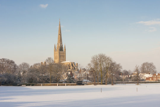 Norwich Cathedral in winter