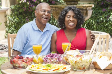 Senior African American Couple Healthy Eating Outside