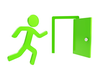 Quit, emergency exit icon emblem isolated