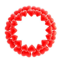 Obraz premium Round photo picture frame made of hearts isolated