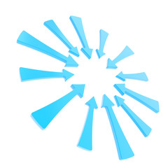 Copyspace round frame made of blue glossy arrows isolated