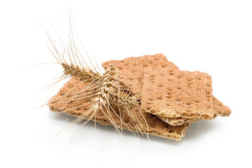 crispbread and wheat isolated