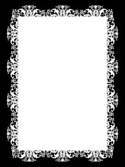 Vintage frame with swirling  ornament. Black and white