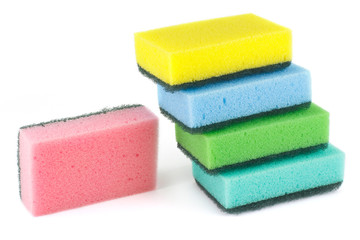 Set of five sponges to wash dishes